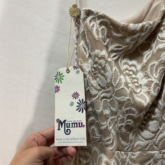 NWT Show Me Your Mumu White Lover's Lace Portia One Shoulder Maxi Dress Small - Picture 8 of 15